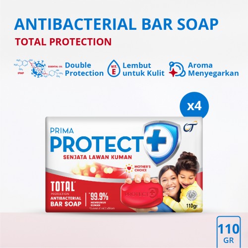 Prima Protect+ Sabun Batang Antibakterial Total Protection 4 x 110GR
