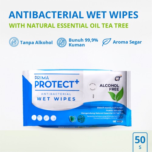 Prima Protect+ Antibacterial Wet Wipes 50"