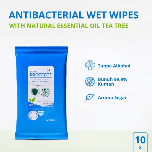 Prima Protect+ Antibacterial Wet Wipes 10"