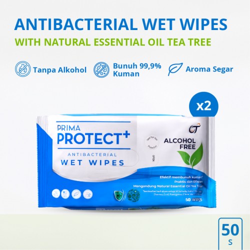 Prima Protect+ Antibacterial Wet Wipes 50" - Bundle 2 Pcs