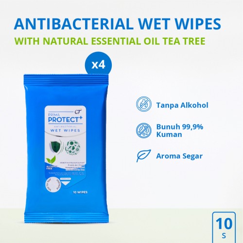Prima Protect+ Antibacterial Wet Wipes 10" - Bundle 4 Pcs