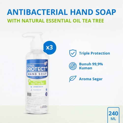 PRIMA PROTECT+ Hand Soap 240ml (Bundle 3 Pcs) - FREE HAND TOWEL