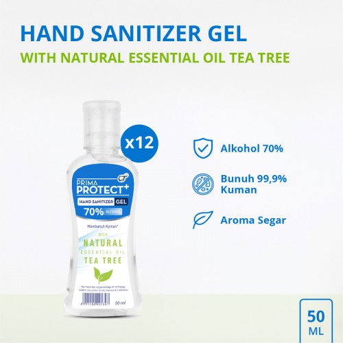 PRIMA PROTECT+ Hand Sanitizer Gel 50ml - Tea Tree (Bundle 12 Pcs)