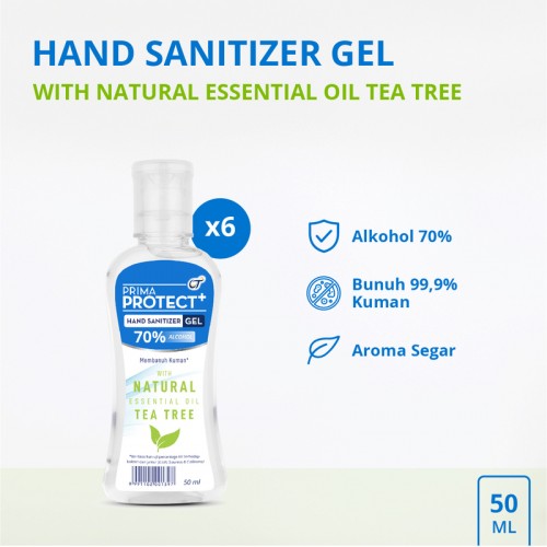 PRIMA PROTECT+ Hand Sanitizer Gel 50ml - Tea Tree (Bundle 6 Pcs)